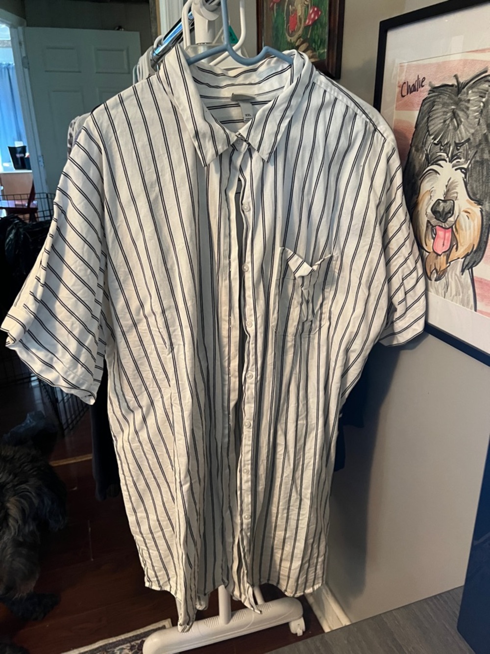a new day White Button-Down Shirt dress with Navy Stripes